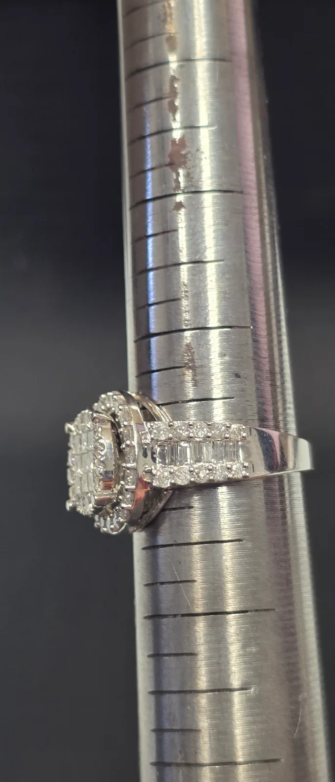 14k White Gold Diamond Ring, Ladies Sz 9, photo 4