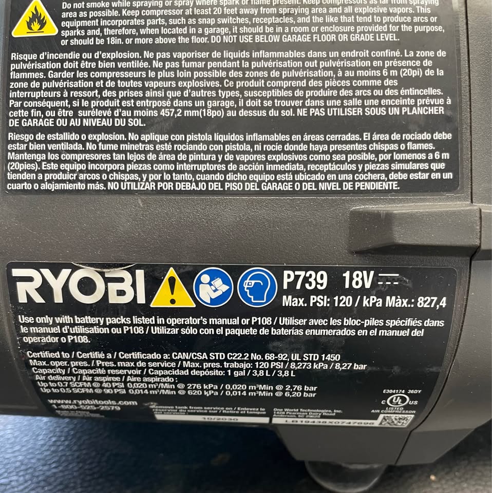 💨 RYOBI P739 18V Cordless Air Compressor w/ Hose, photo 6