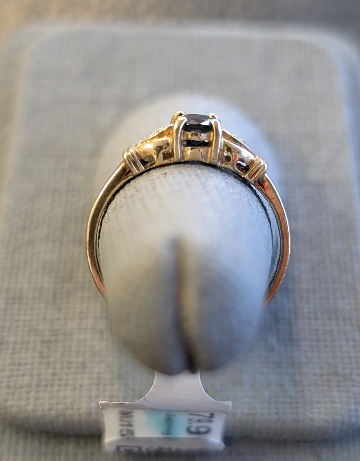 2gm 14k Gold Ring with Dark Blue Stone, photo 3