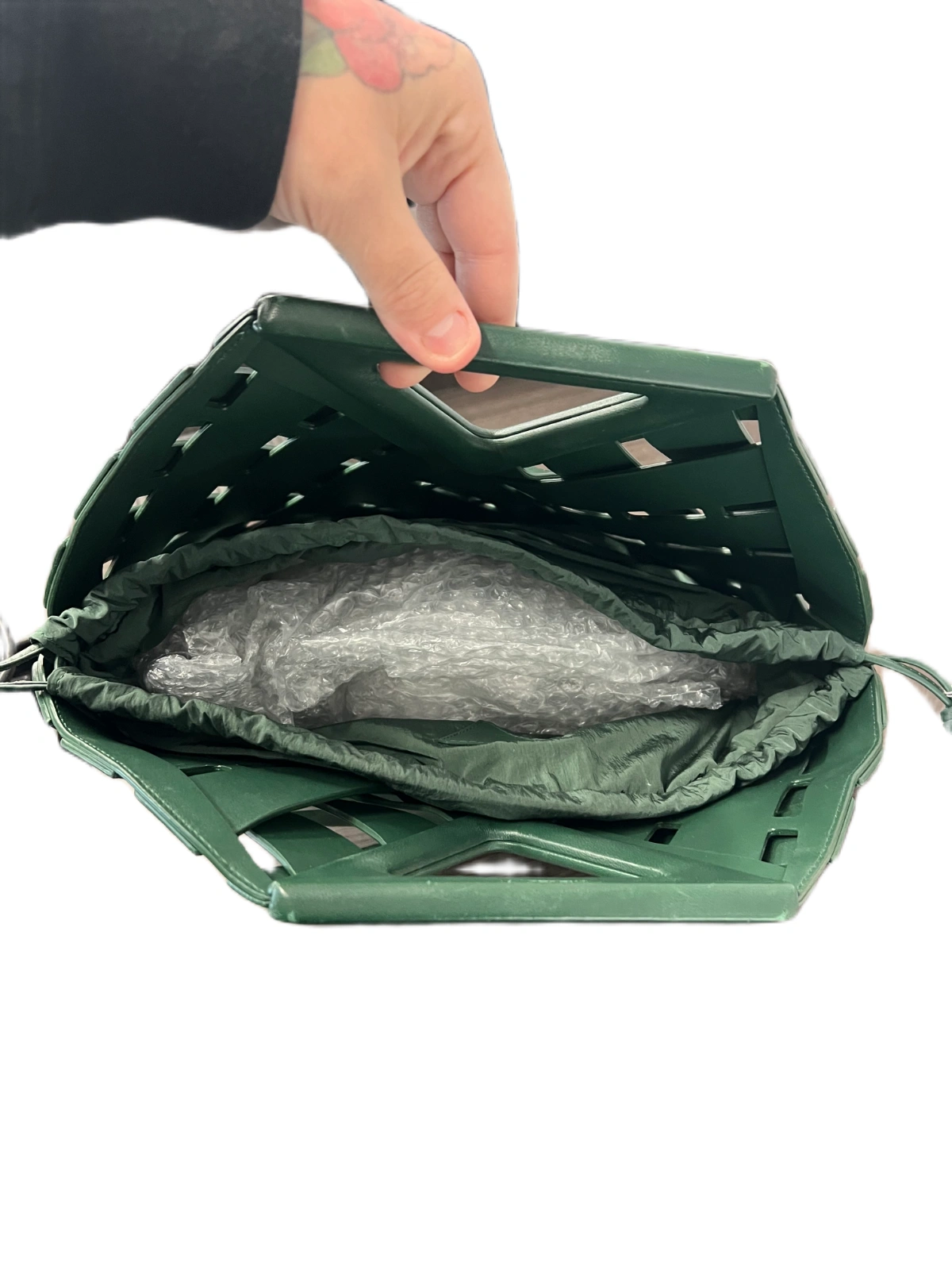BOTTEGA VENETA POINT LEATHER HANDBAG GREEN, photo 3