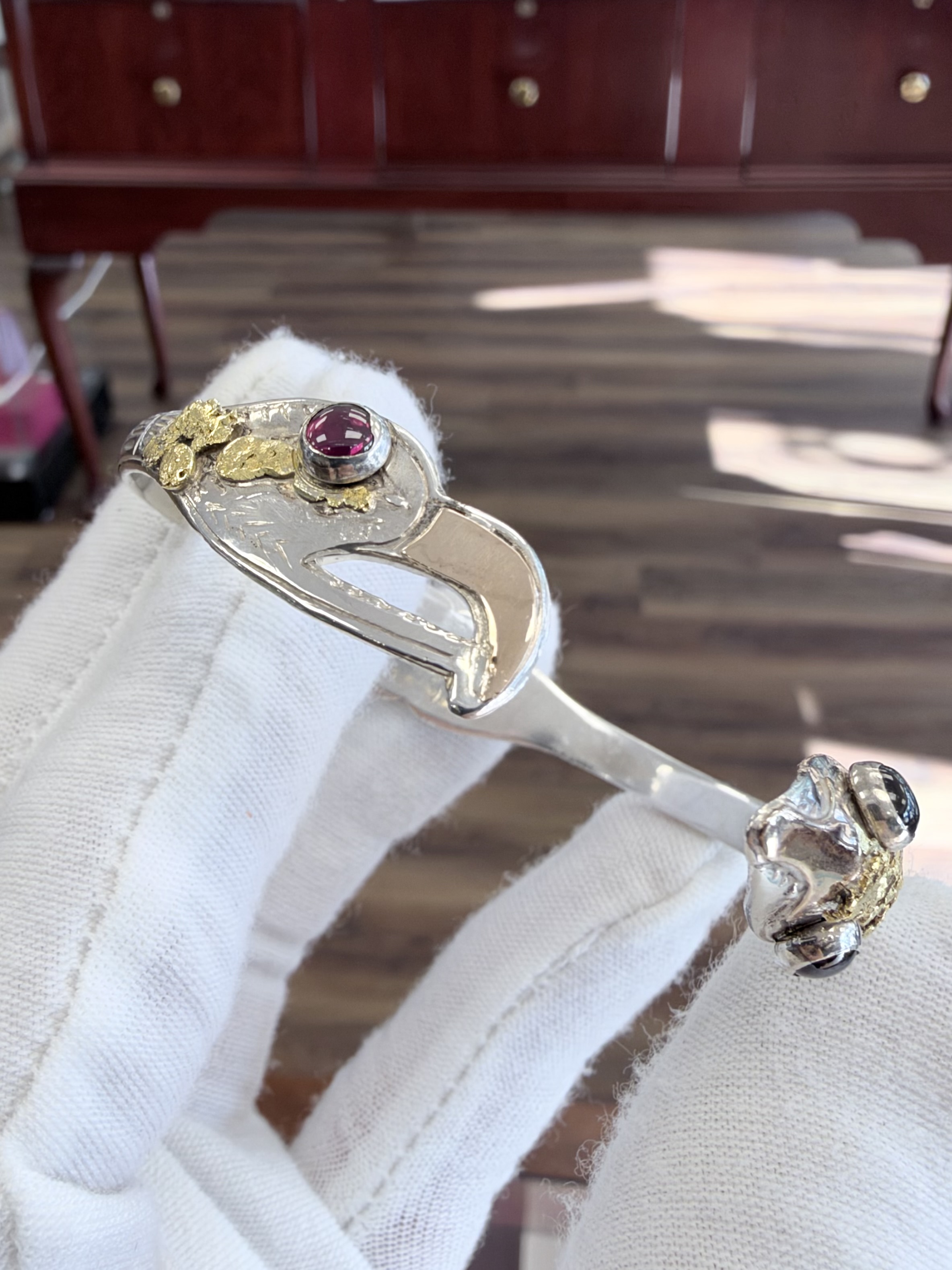 West Carth Sterling Silver & 20k Gold Nugget Cuff Bracelet, photo 8