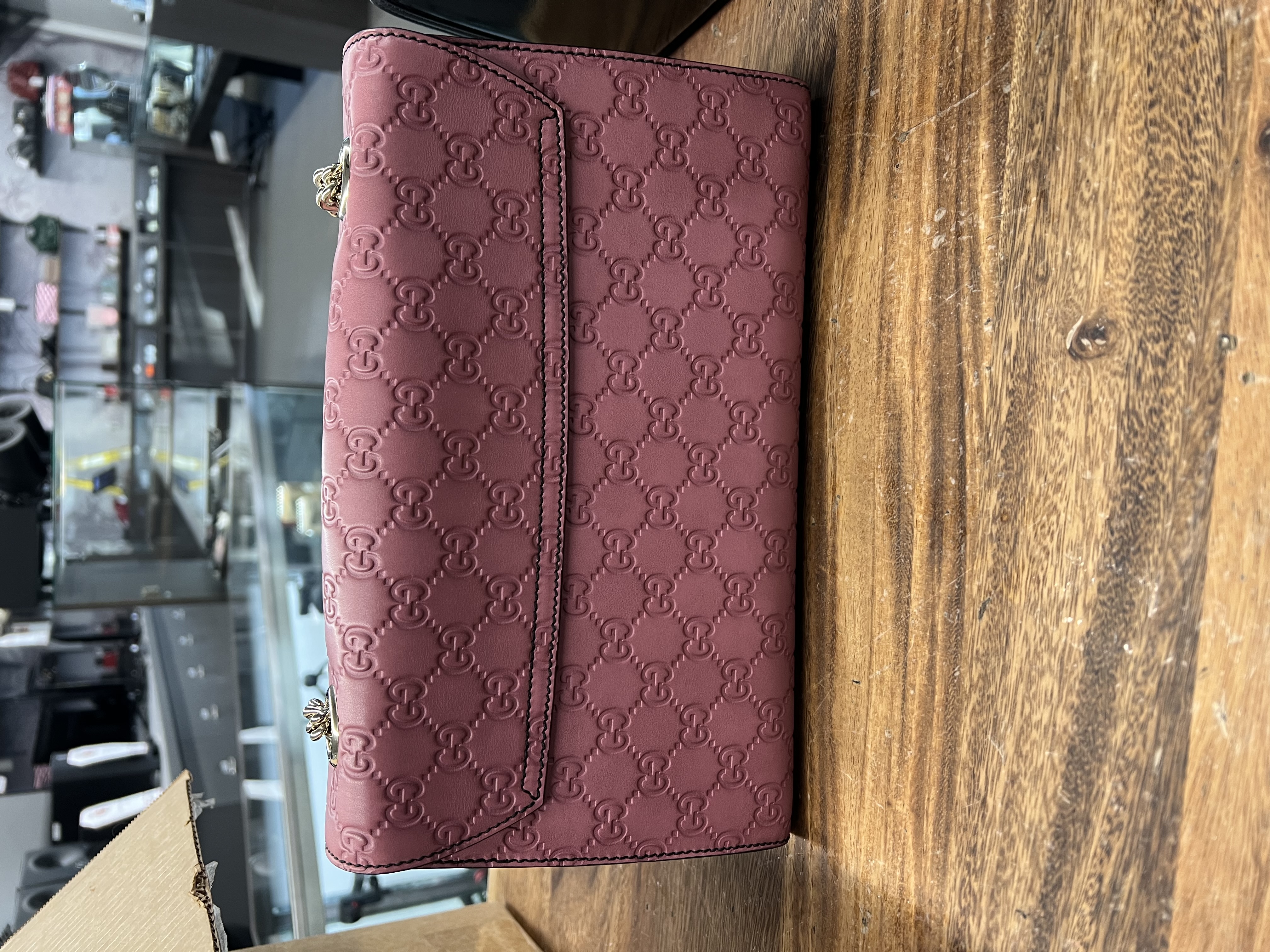 GUCCI Emily Guccissima Leather Chain Shoulder Bag Pink Horsebit Tassel, photo 2