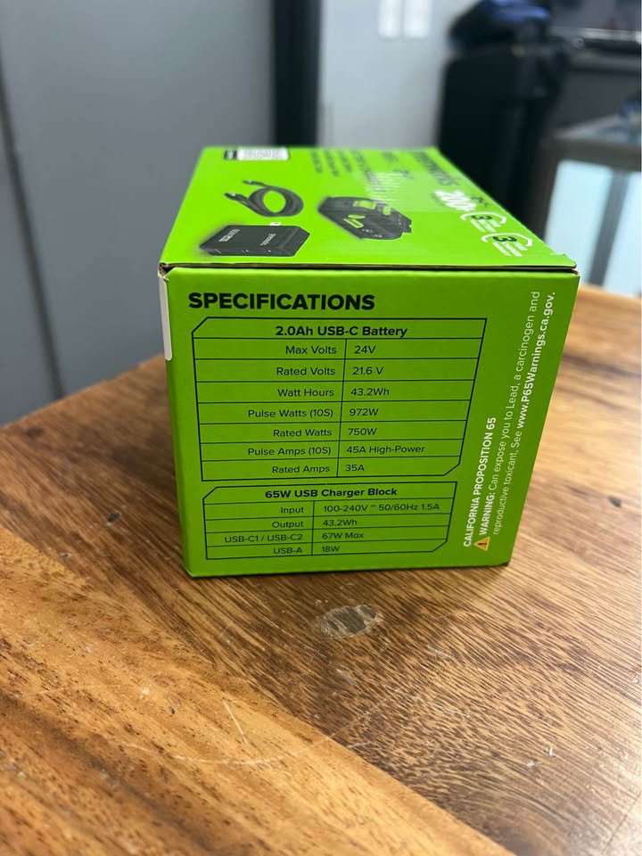 GREENWORKS POWERALL 24V BATTERY AND CHARGER KIT, photo 2