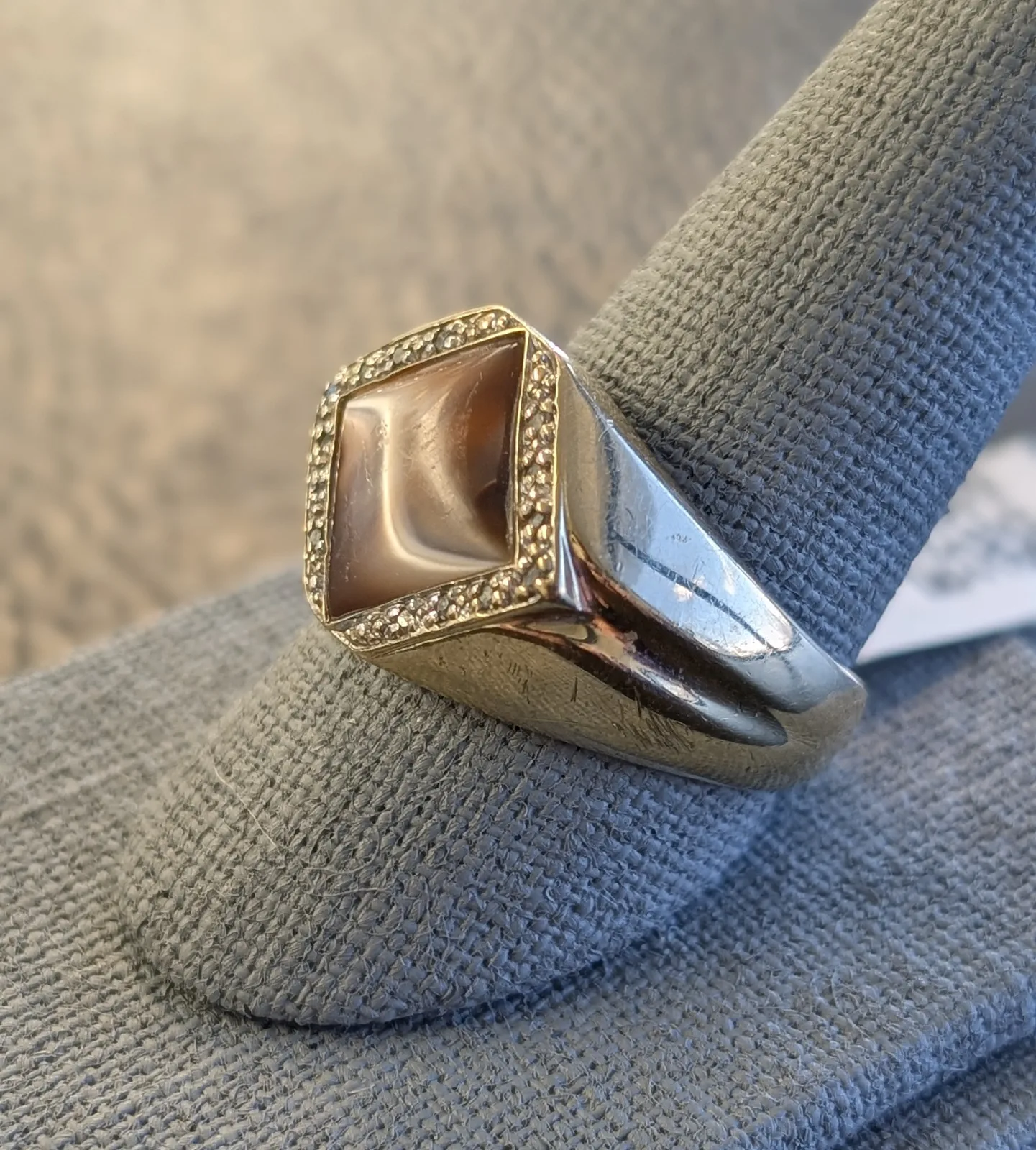 6gm 10k Gold Men's Ring with Brown & Clear Stones, photo 2