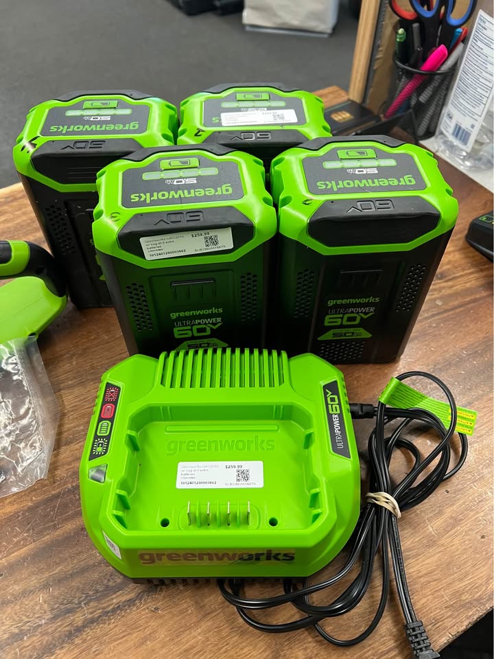 Greenworks cs60l2510 with 4 batteries, photo 4