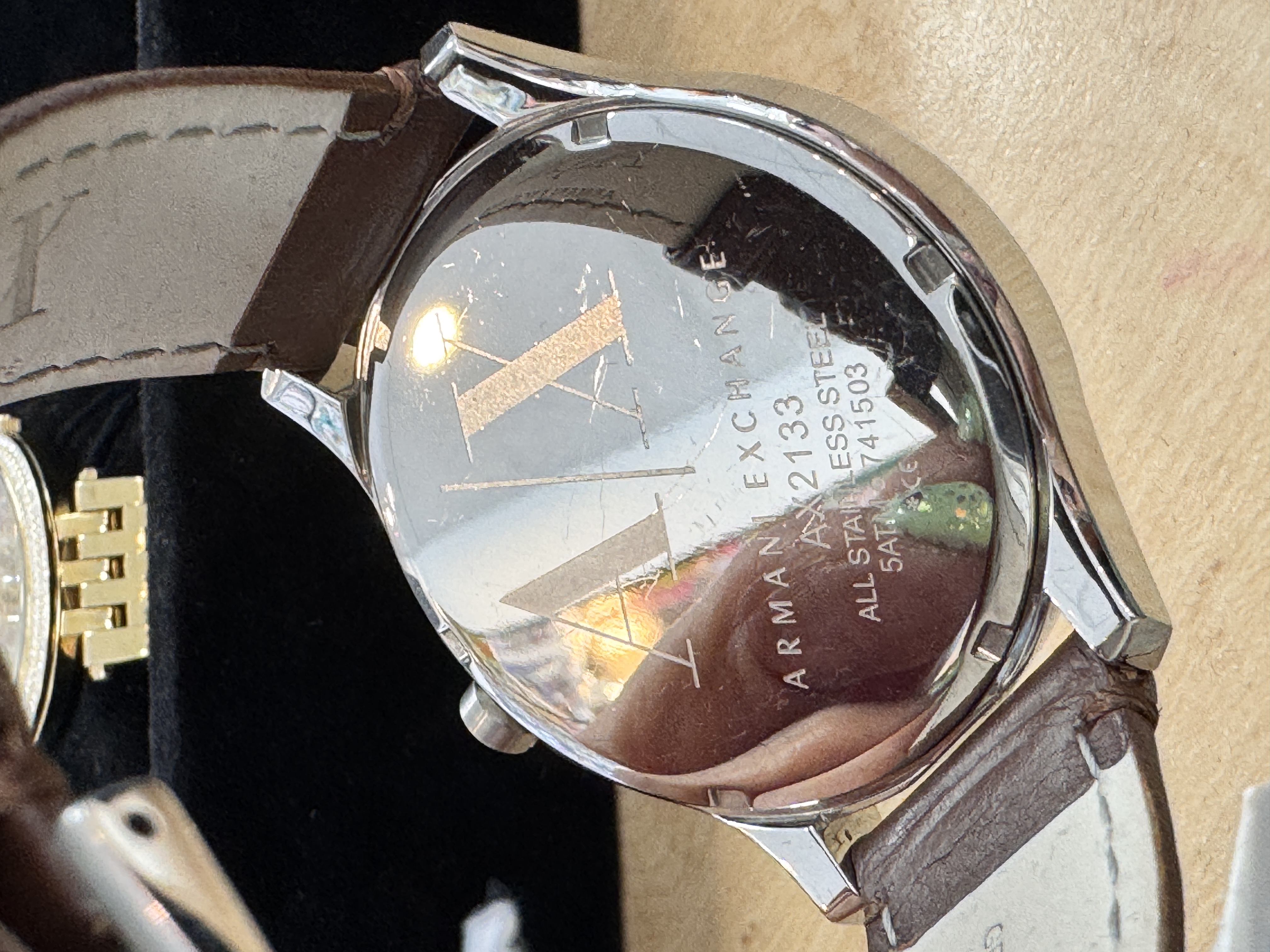 Armani Exchange Mens Brown Leather Strap Watch AX2133, photo 2