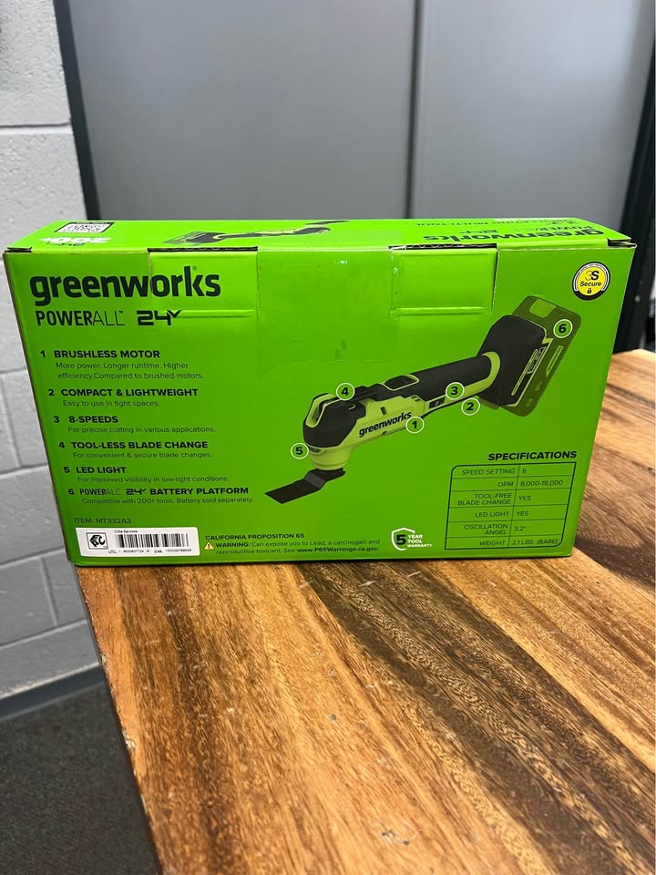 GREENWORKS POWERALL 24V 3.2 OSCILLATING MULTITOOL, photo 2