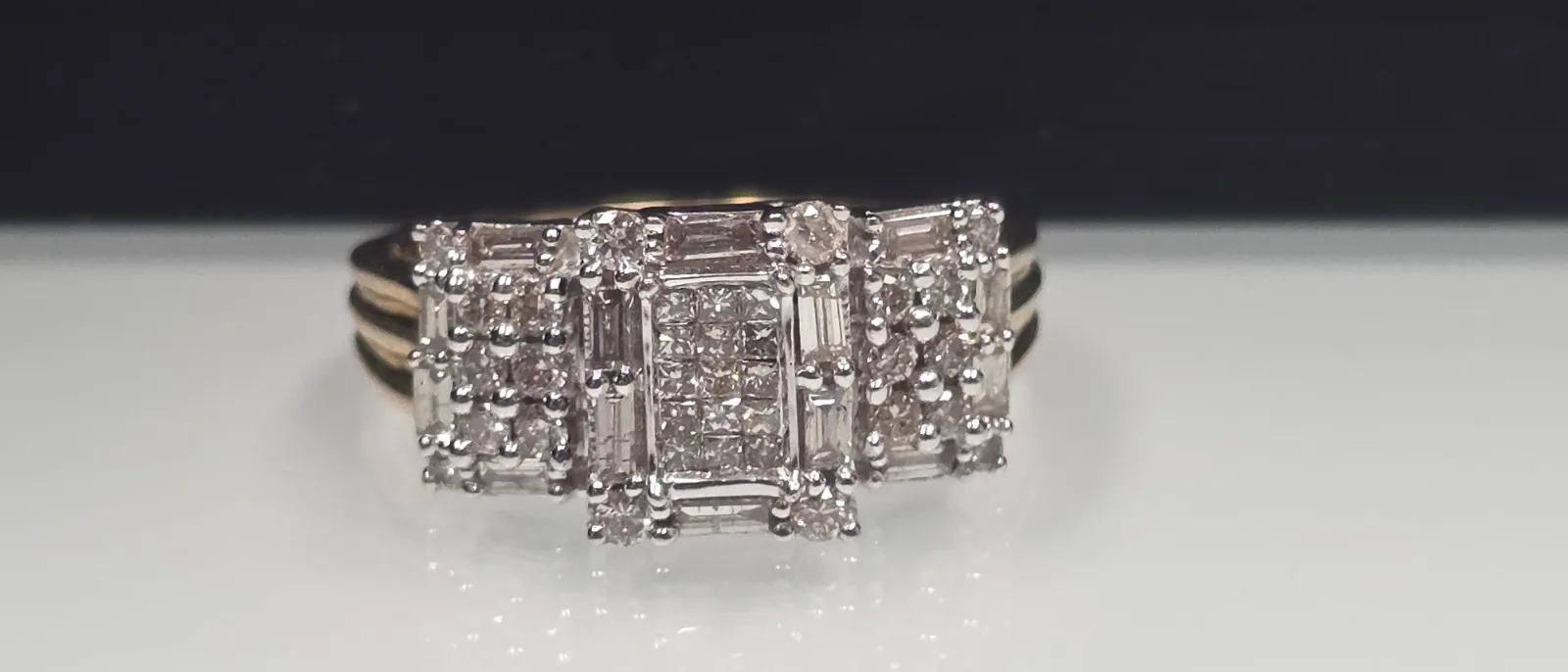Ladies 2 Tone 14 Karat Gold Ring, Size 9 With Diamonds, photo 2