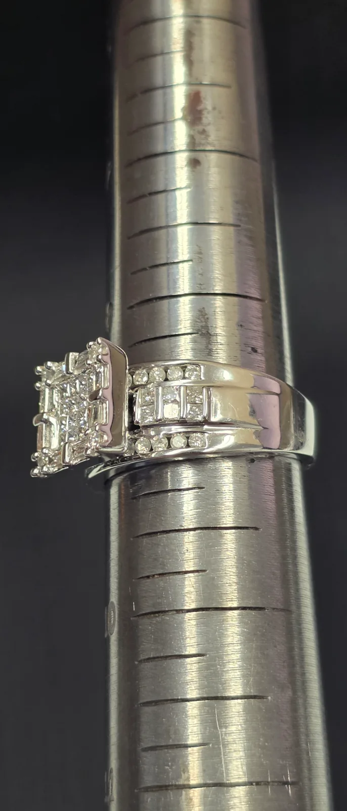 Ladies Square Cluster Diamond 14k Ring, photo 3