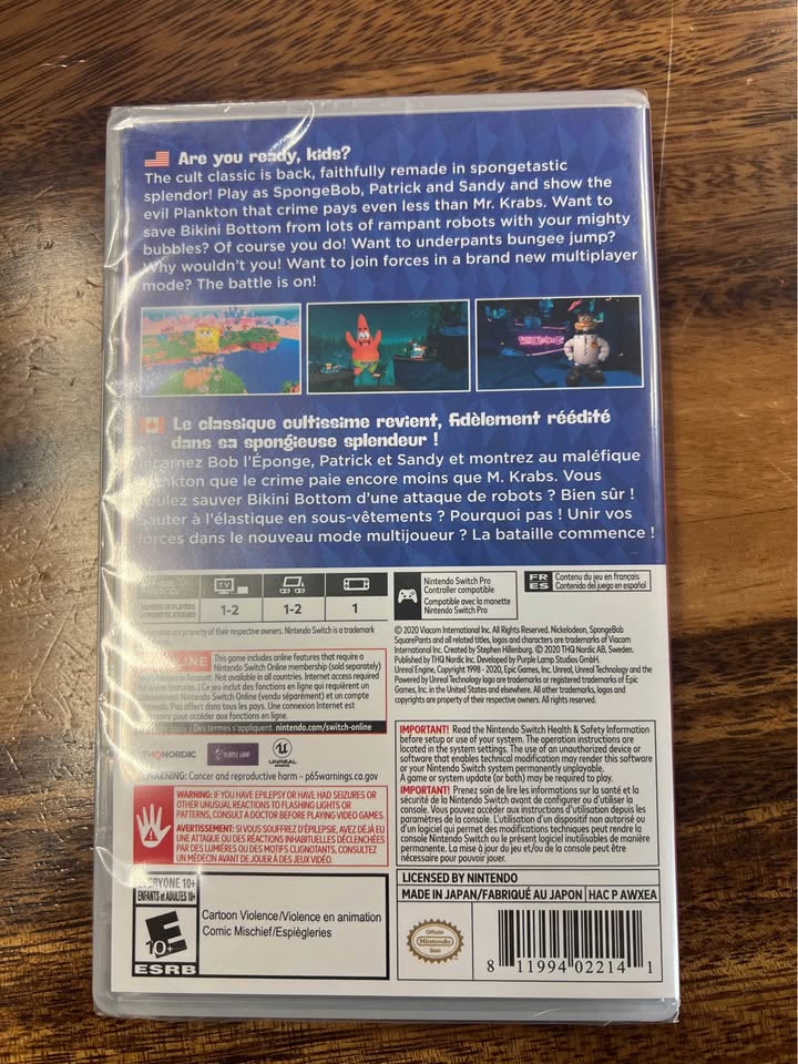 SPONGEBOB SQUAREPANTS BATTLE FOR BIKINI BOTTOM REHYDRATED NINTENDO SWITCH, photo 2