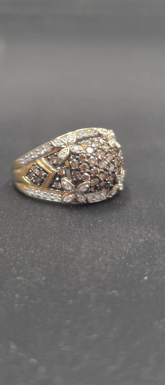 Size 8 Unique Yellow Gold Diamond Ring, photo 5