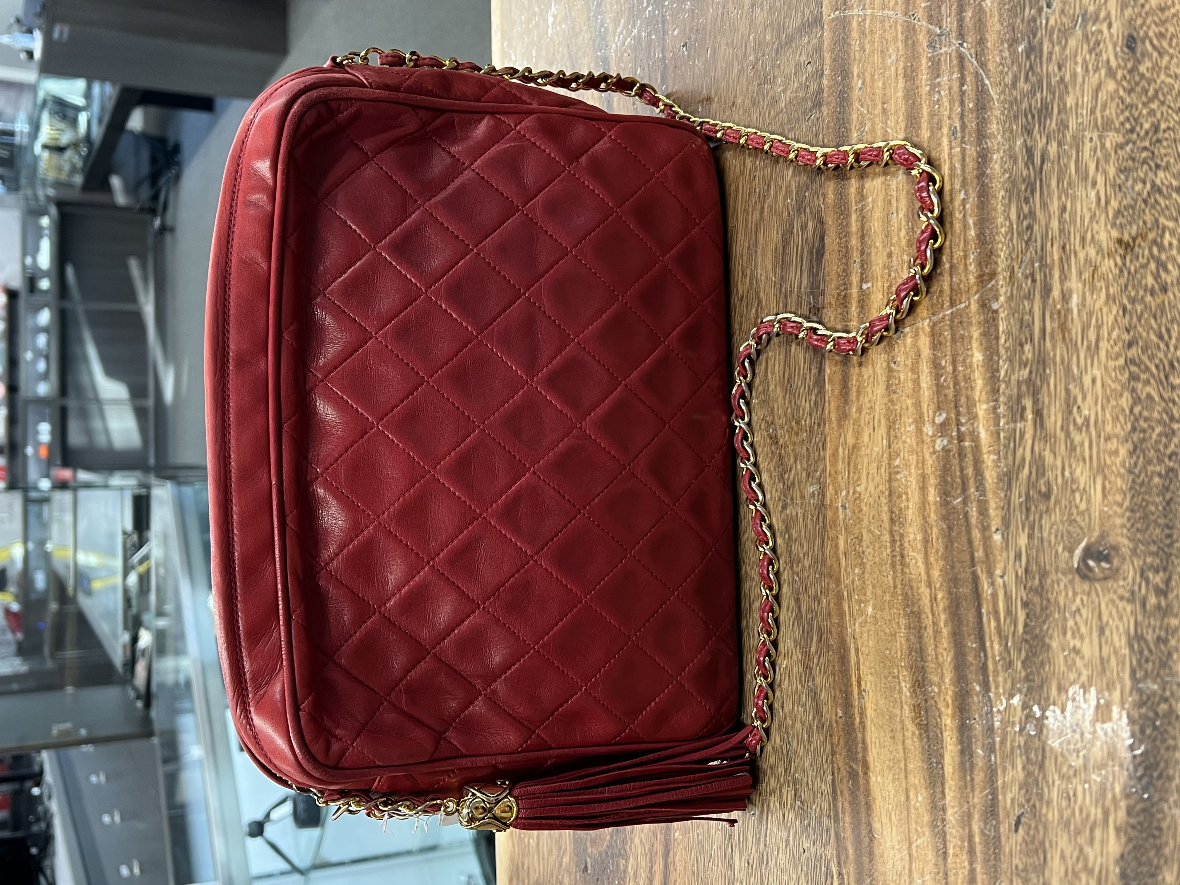 Chanel Red Quilted Diamond CC Camera Bag Vintage, photo 2
