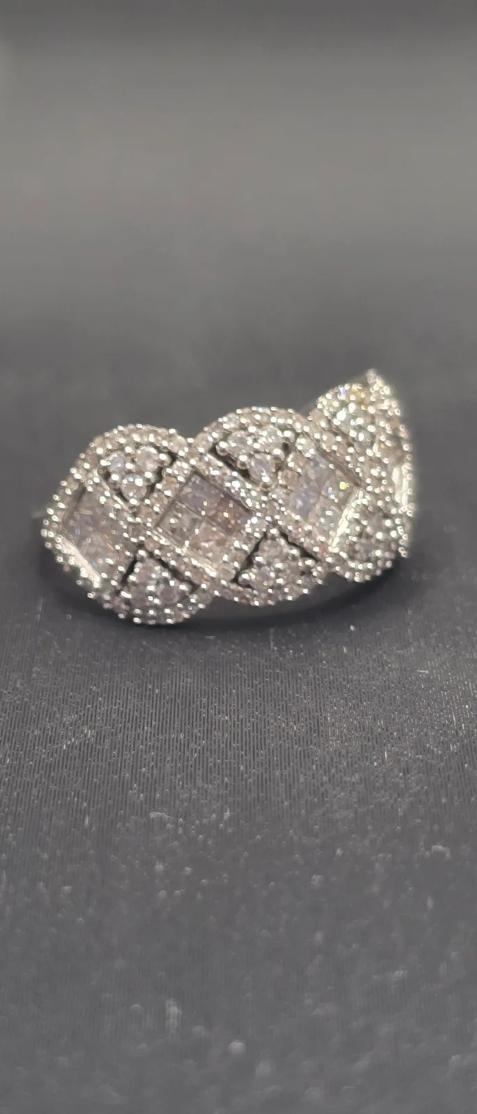 14k White Gold, Size 9 Cluster Diamonds, photo 2