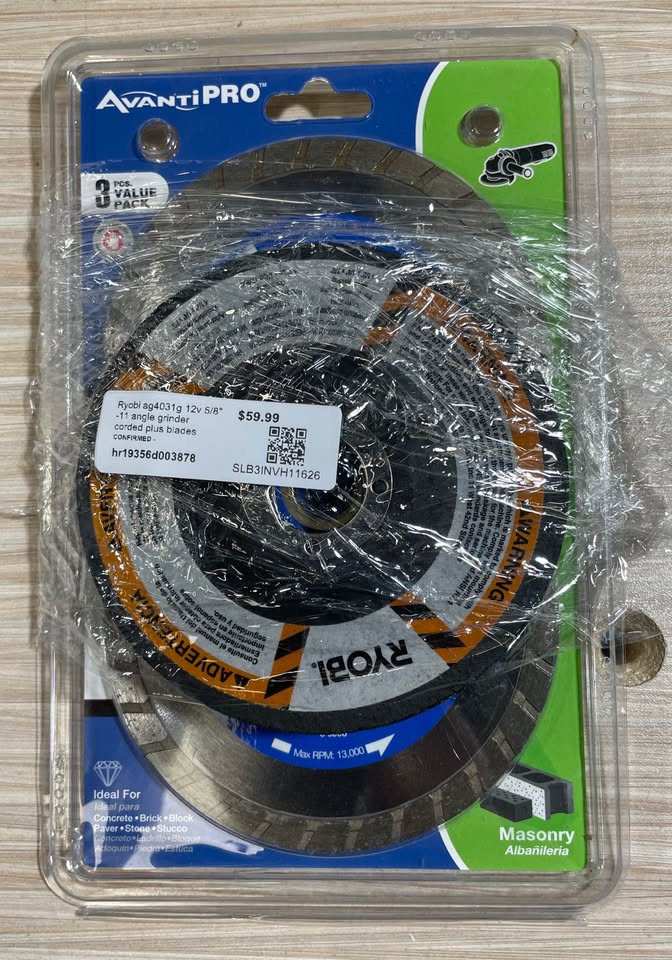 RYOBI AG4031G 12V 5/8'' -11 ANGLE GRINDER CORDED PLUS BLADES, photo 3