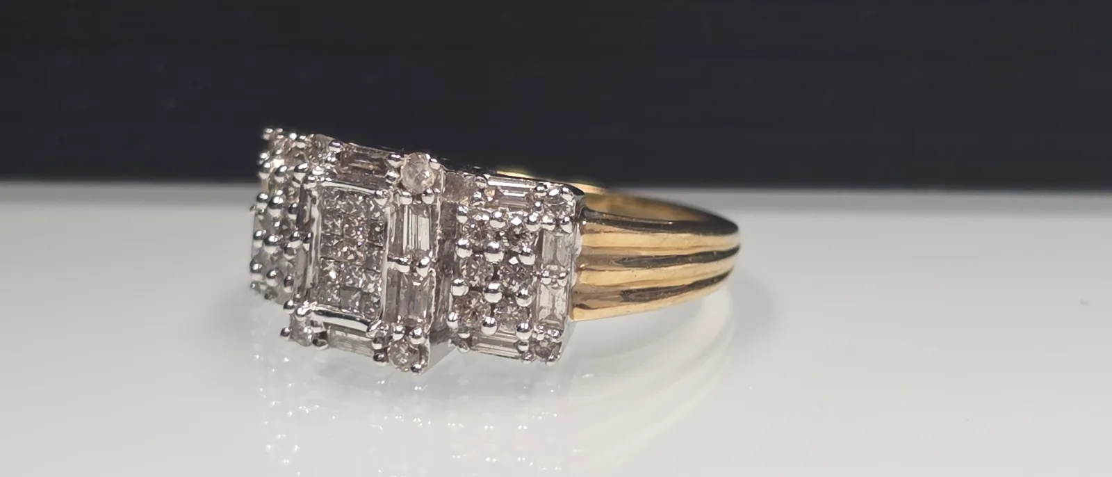 Ladies 2 Tone 14 Karat Gold Ring, Size 9 With Diamonds, photo 4