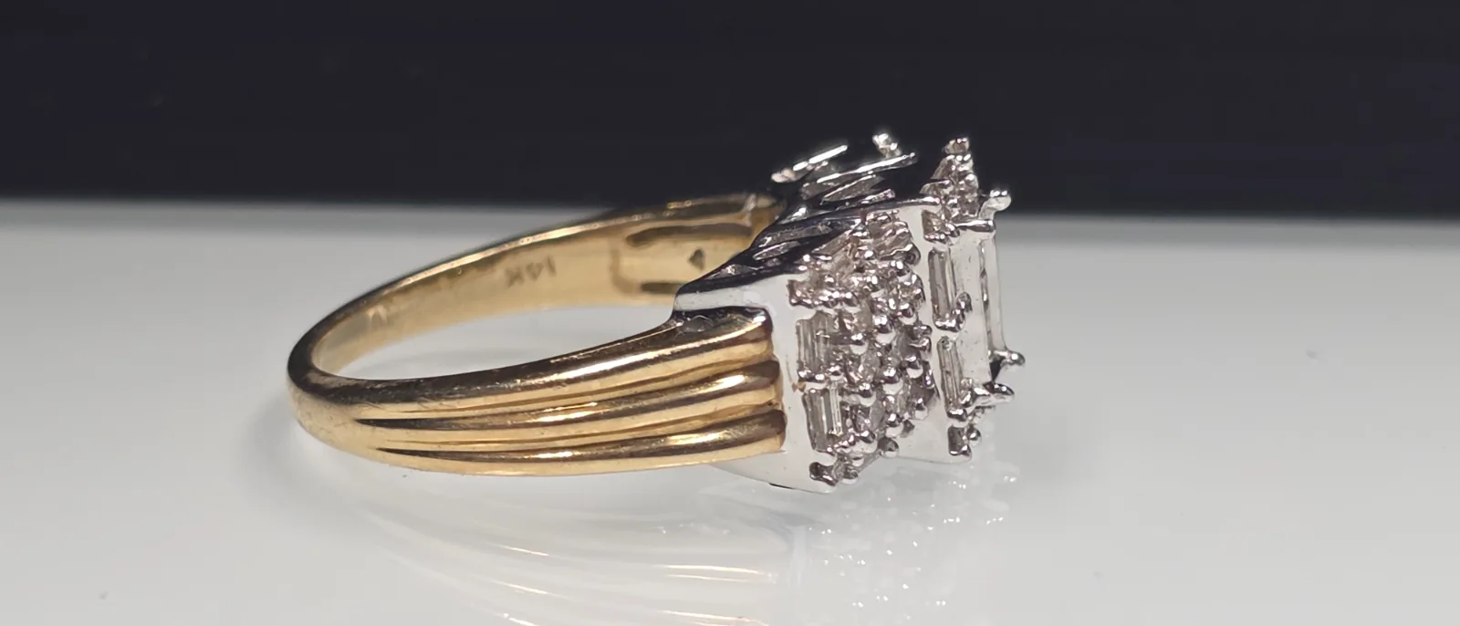 Ladies 2 Tone 14 Karat Gold Ring, Size 9 With Diamonds, photo 5