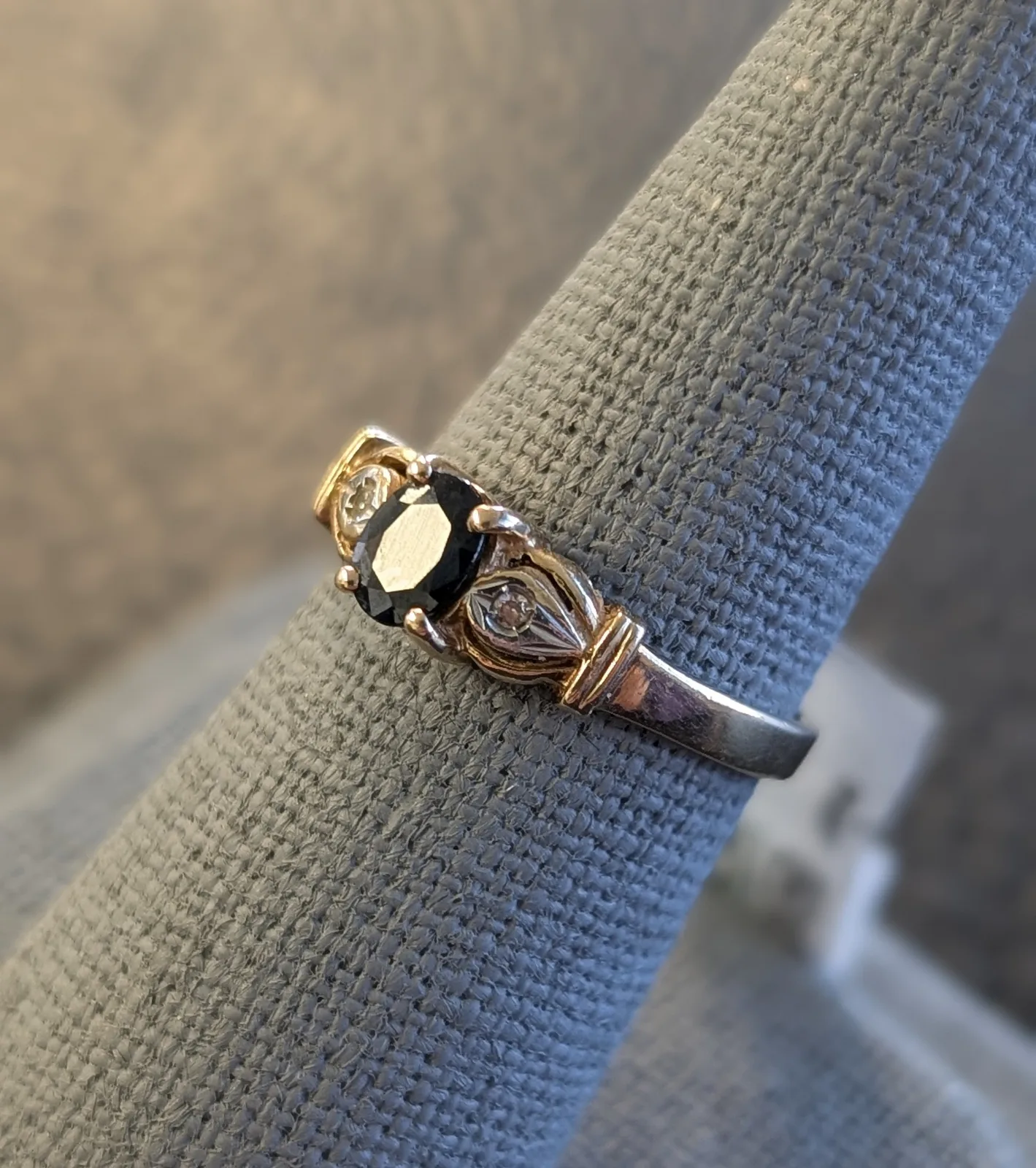 2gm 14k Gold Ring with Dark Blue Stone, photo 2