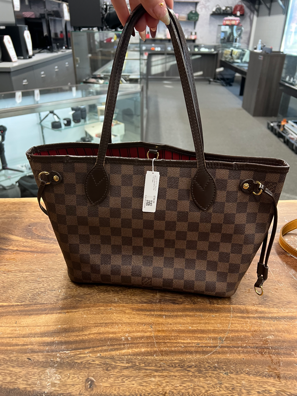 LOUIS VUITTON DAMIER EBENE NEVERFULL PM SHOULDER BAG, photo 2