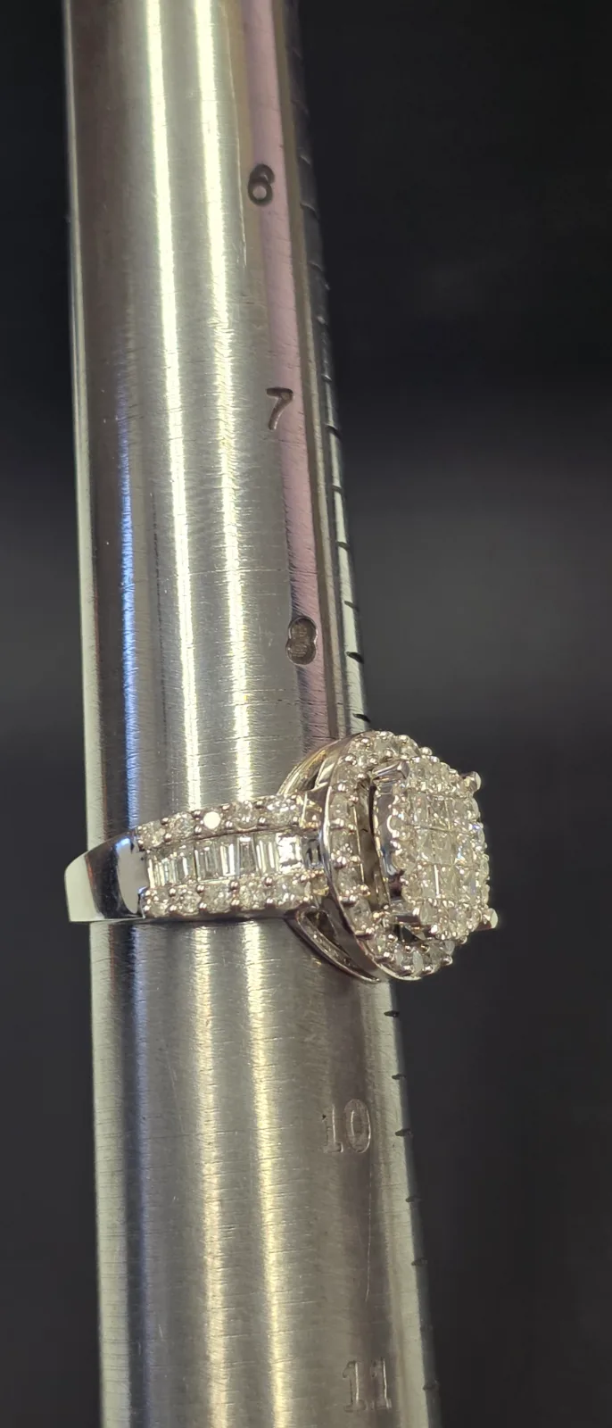14k White Gold Diamond Ring, Ladies Sz 9, photo 3