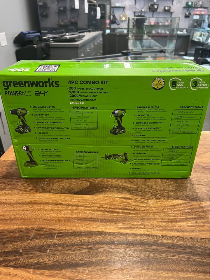GREENWORKS POWERALL 24V 4 PIECE COMBO KIT, photo 2