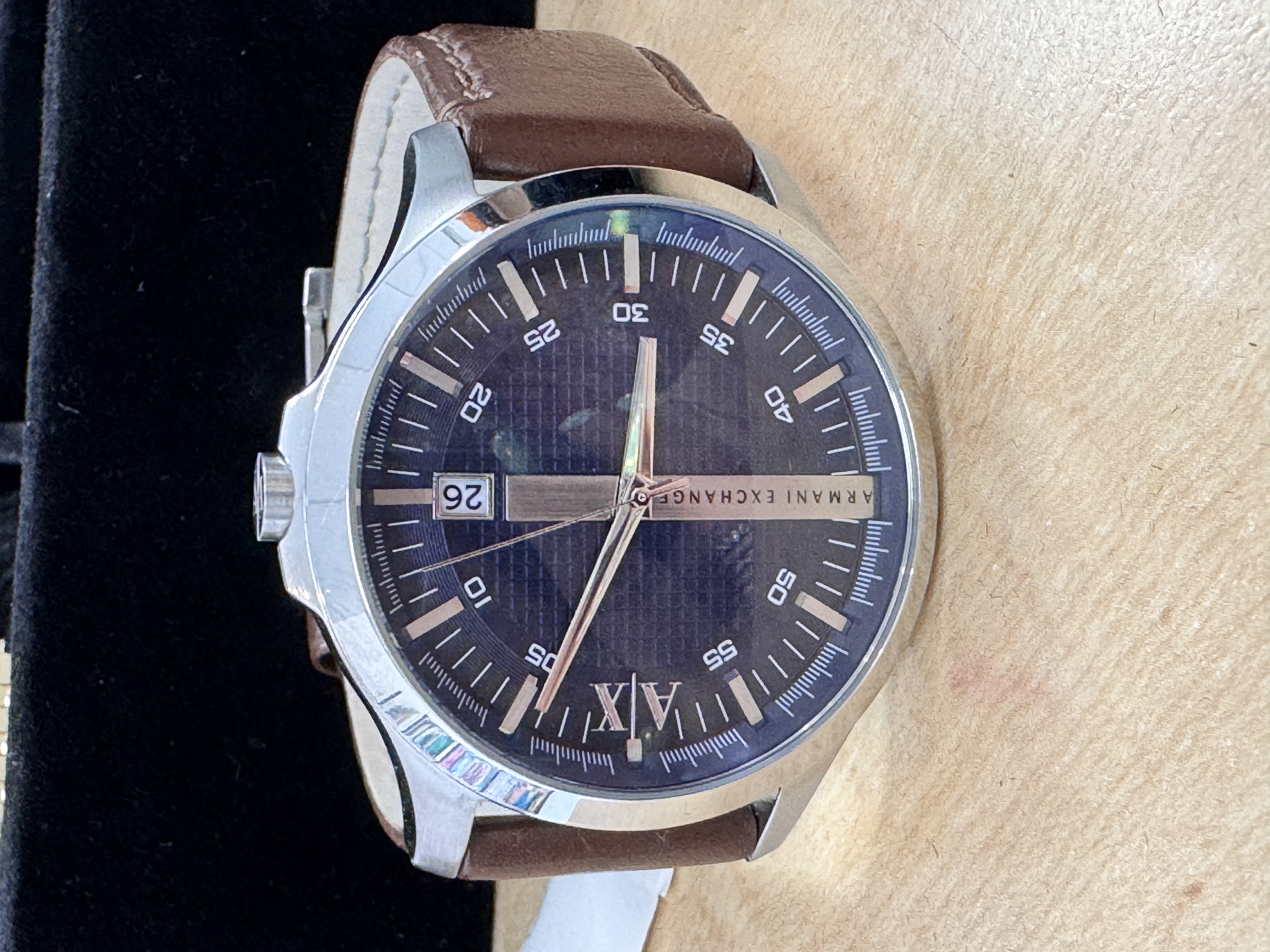 Armani Exchange Mens Brown Leather Strap Watch AX2133, photo 3