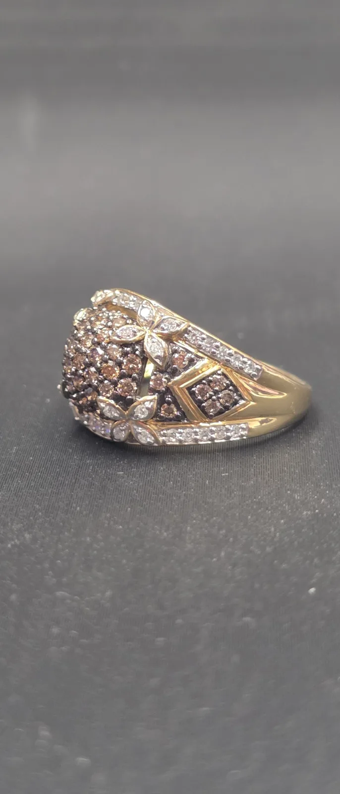 Size 8 Unique Yellow Gold Diamond Ring, photo 6