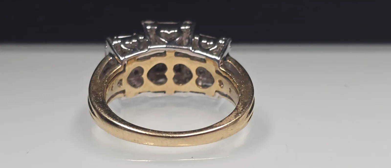 Ladies 2 Tone 14 Karat Gold Ring, Size 9 With Diamonds, photo 8