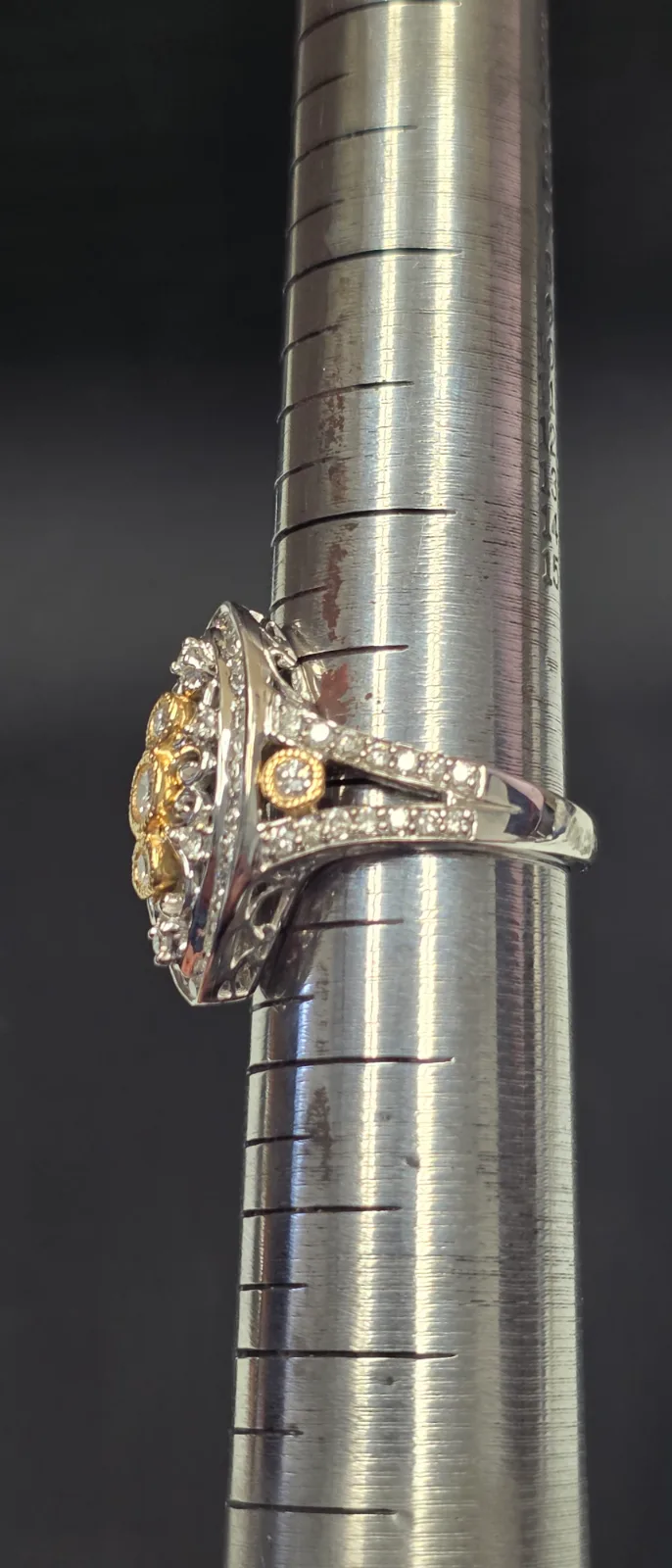 Fashion 14k White Gold Diamond Ring with Yellow Gold Accents, photo 3