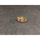 10K YELLOW GOLD RING WITH RED STONES - Idaho Pawn & Gold