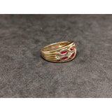 10K YELLOW GOLD RING WITH RED STONES - Idaho Pawn & Gold