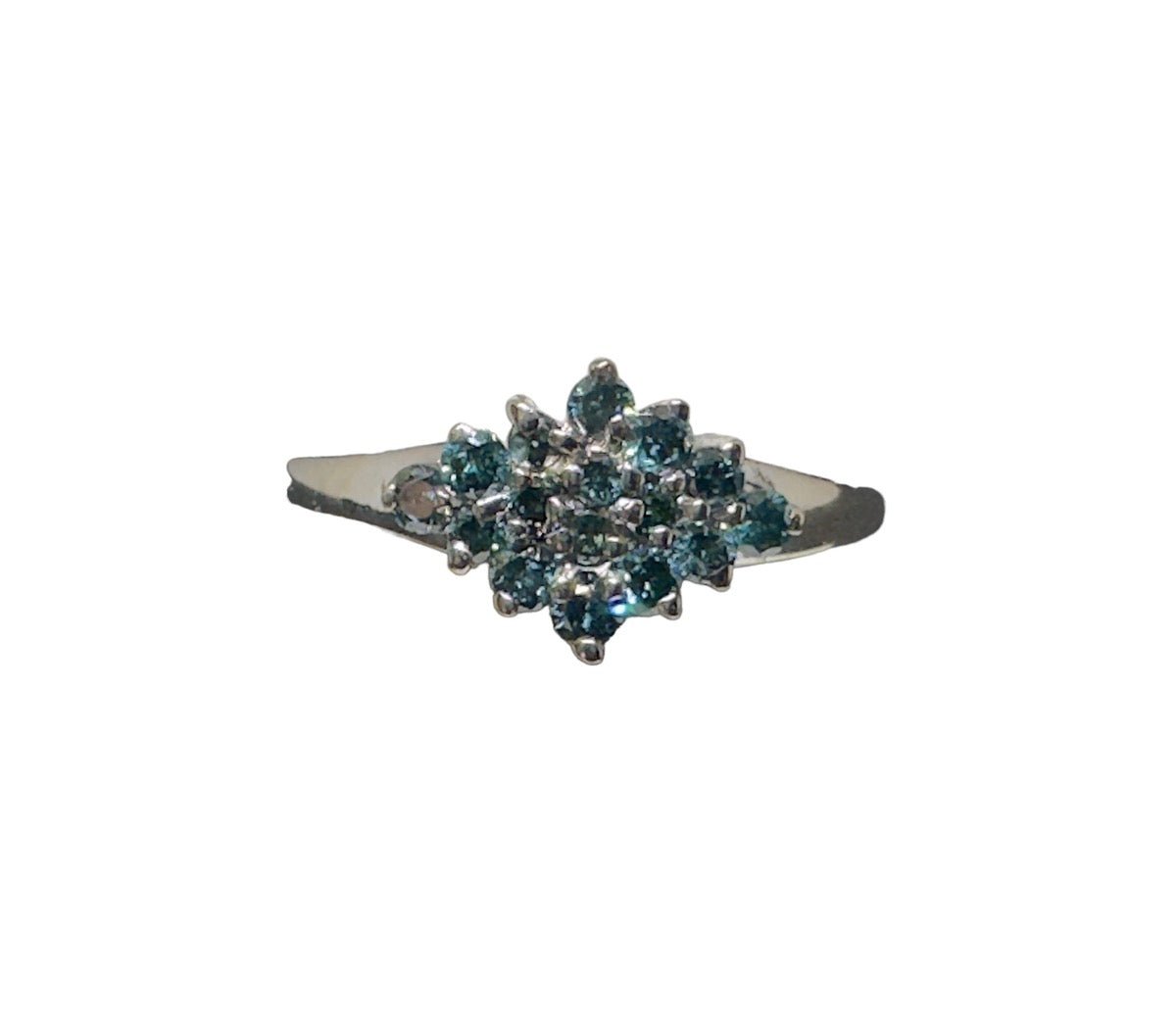 14K WG BLUE DIAMOND CLUSTER RING - Idaho Pawn & Gold