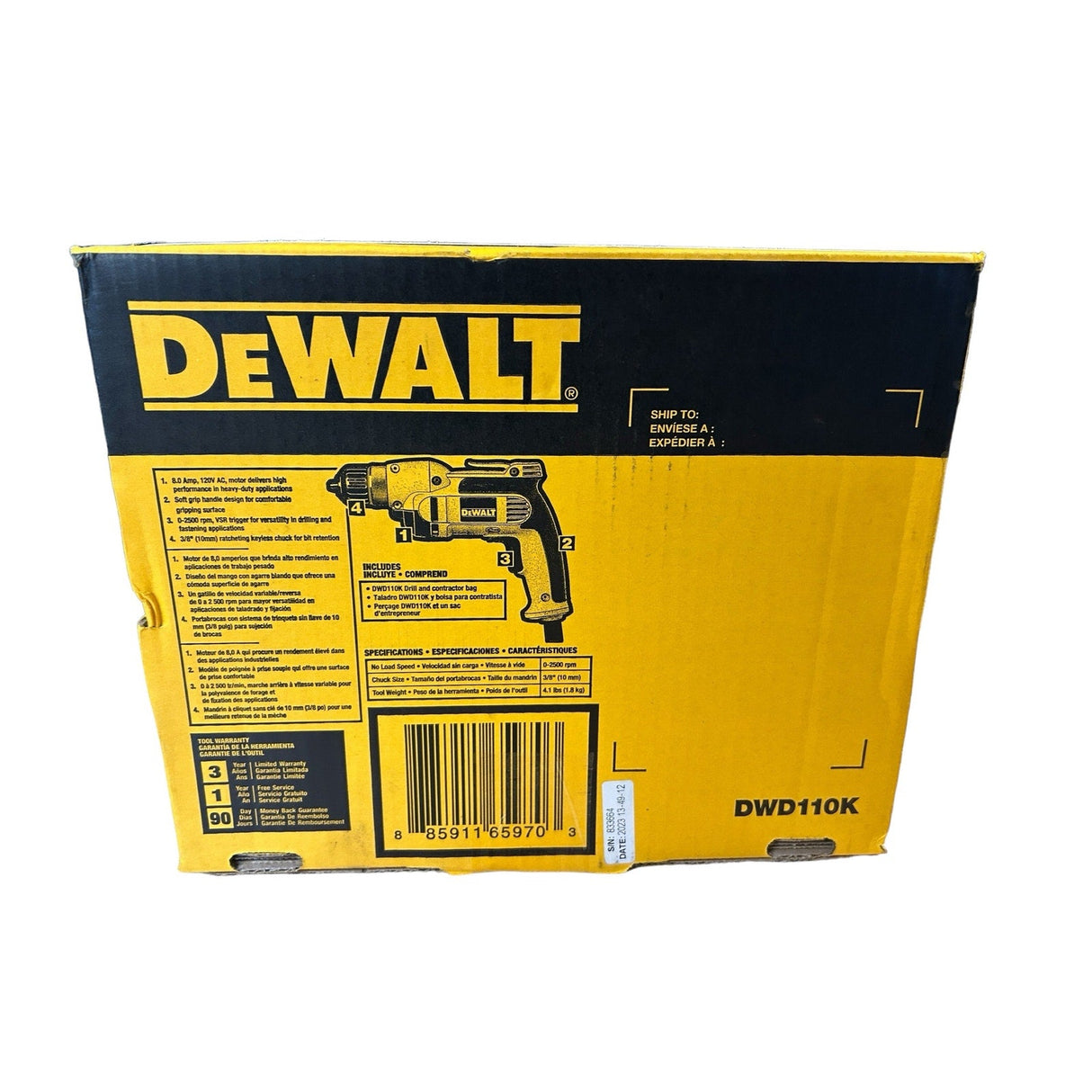 DeWalt DWD110k 3/8” Keyless chuck Drill Kit - Idaho Pawn & Gold