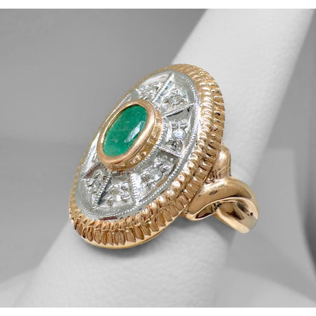 LADY'S GOLD RING: 6.14G 14K - Y/G, 14K RG EMERALD CUSTOM RING - Idaho Pawn & Gold