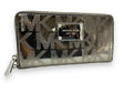 Michael Kors MK Monogram Mirrored Metallic Zip Around Wallet Clutch Gold - Idaho Pawn & Gold