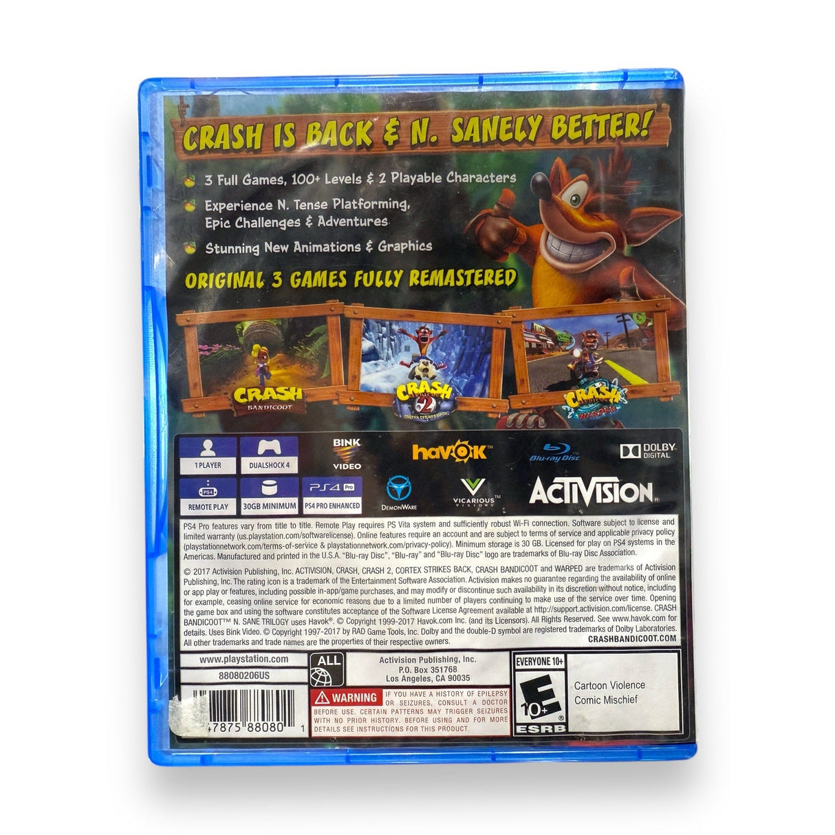 SONY PLAYSTATION 4 CRASH BANDICOOT N SANE TRILOGY - Idaho Pawn & Gold