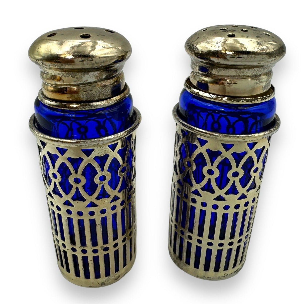 Vintage Blue Glass Salt and Pepper Shakers, Mid Century, SET of 2 - Idaho Pawn & Gold